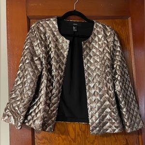 Champagne sequin jacket. Geometric sequin pattern that pops!